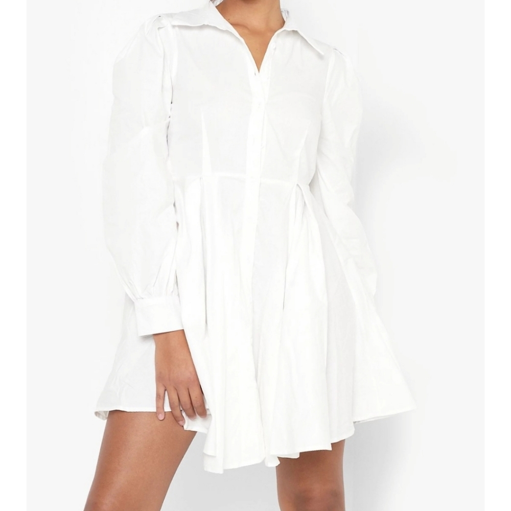 All White Shirt Dress w/ balloon sleeves